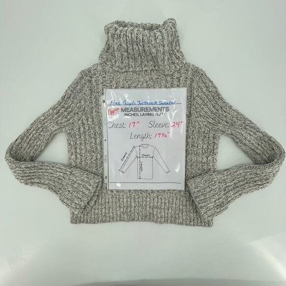 Free People Women's Sweater Marled Twisted Chunky Cable Knit, Sz. S Cropped - Picture 5 of 5